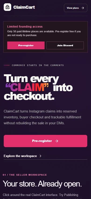 ClaimCart mobile screenshot