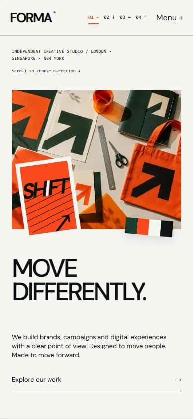 FORMA mobile website screenshot