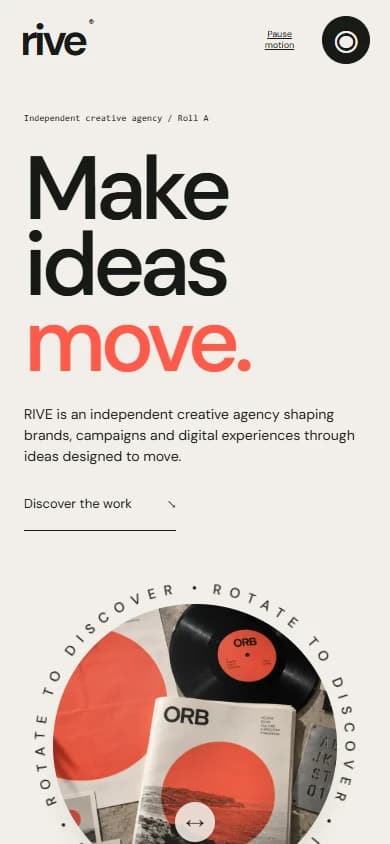 Rive mobile website screenshot