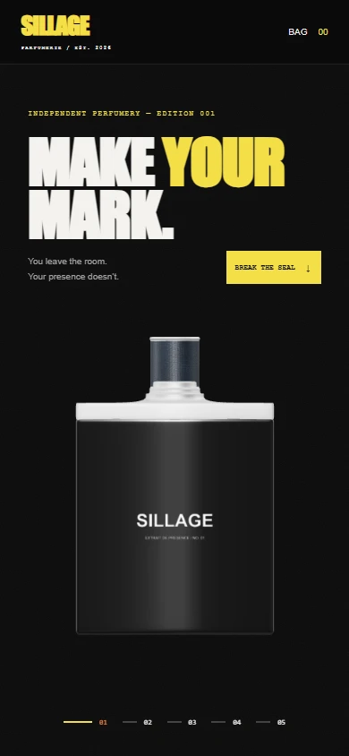 Sillage mobile website screenshot